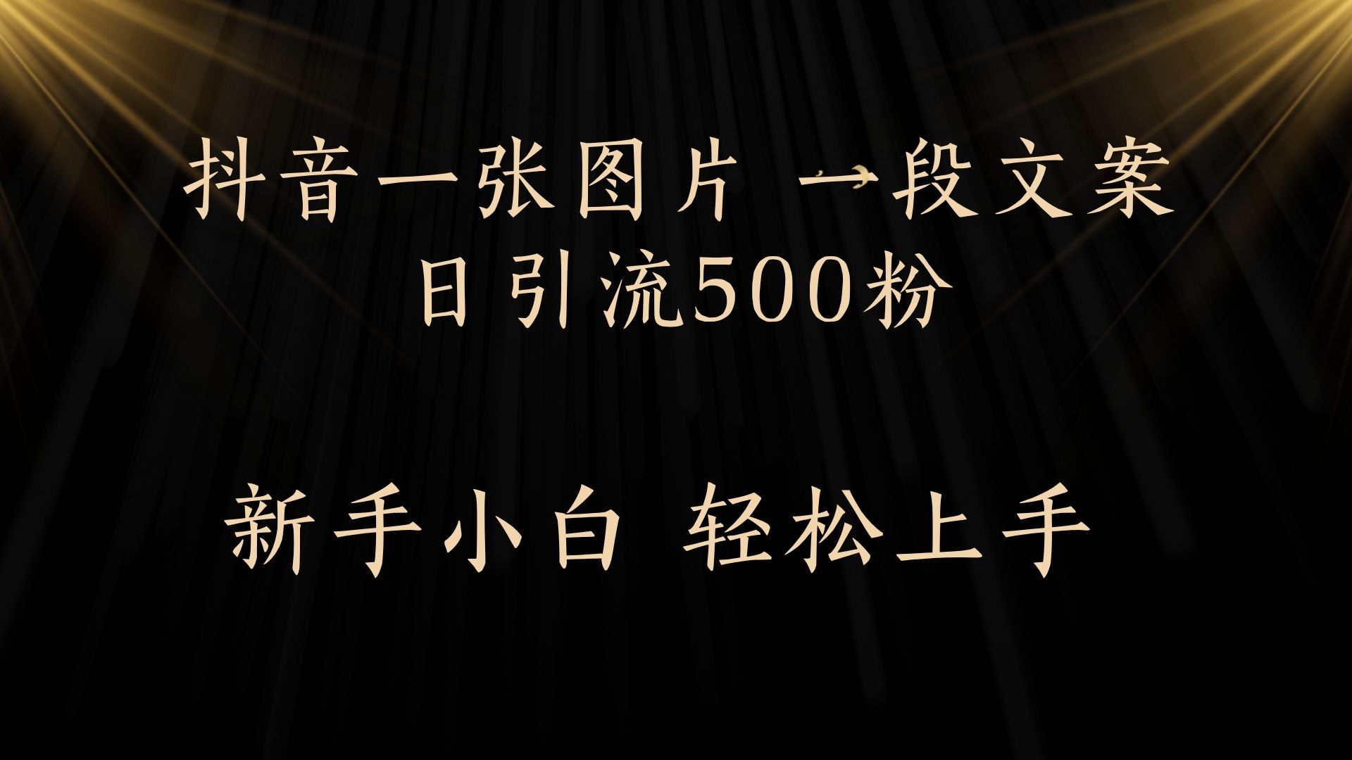 每天2分钟，抖音一张图片 一段文案日引流500粉-安哥网络创业副业