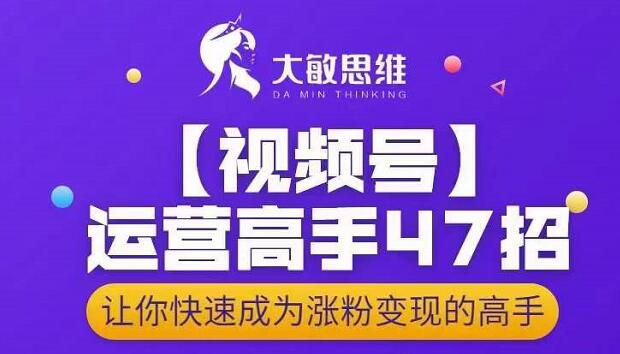 大敏思维-视频号运营高手47招，让你快速成为涨粉变现高手-安哥网络创业副业