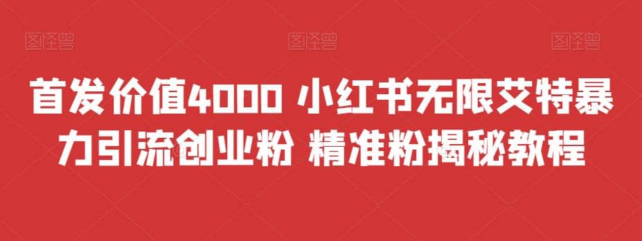 首发价值4000 小红书无限艾特暴力引流创业粉 精准粉揭秘教程-安哥网络创业副业