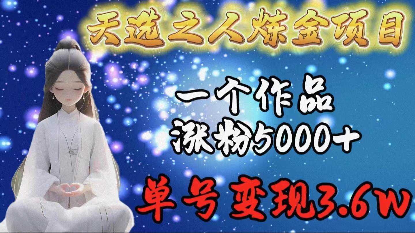 天选之人炼金项目，一个作品涨粉5000+，单号变现3.6w-安哥网络创业副业