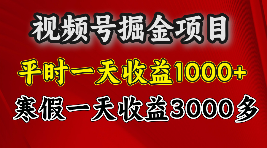 视频号掘金项目，寒假一天收益3000多-安哥网络创业副业