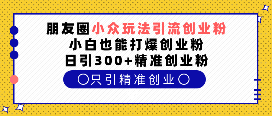 朋友圈小众玩法引流创业粉，小白也能打爆创业粉，日引300+精准创业粉-安哥网络创业副业