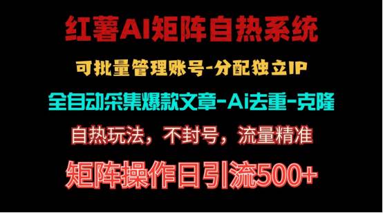红薯矩阵自热系统，独家不死号引流玩法！矩阵操作日引流500+-安哥网络创业副业