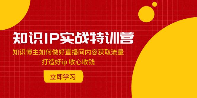 知识IP实战特训营：知识博主如何做好直播间内容获取流量 打造好ip 收心收钱-安哥网络创业副业