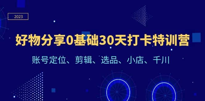 好物分享0基础30天打卡特训营：账号定位、剪辑、选品、小店、千川-安哥网络创业副业