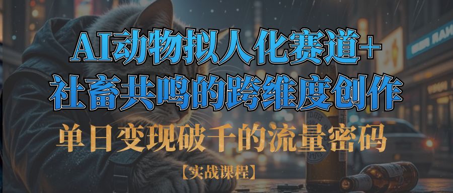 单日变现破千的流量密码,AI动物拟人化赛道+社畜共鸣的跨维度创作-安哥网络创业副业