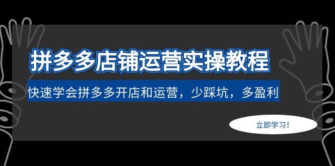拼多多店铺运营实操教程：快速学会拼多多开店和运营，少踩坑，多盈利-安哥网络创业副业