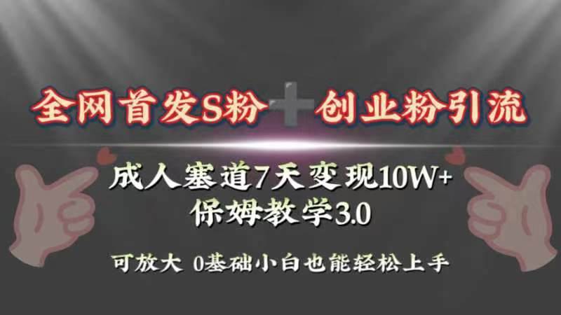 全网首发s粉加创业粉引流变现，成人用品赛道7天变现10w+保姆教学3.0-安哥网络创业副业