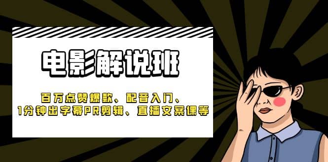 《电影解说班》百万点赞爆款、配音入门、1分钟出字幕PR剪辑、直播文案课等-安哥网络创业副业