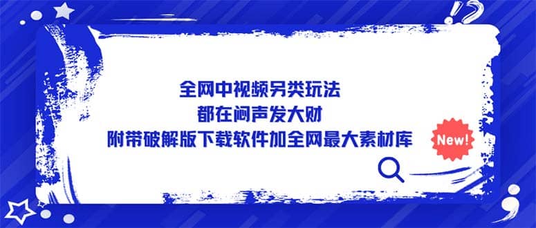 全网中视频另类玩法，都在闷声发大财，附带下载软件加全网最大素材库-安哥网络创业副业