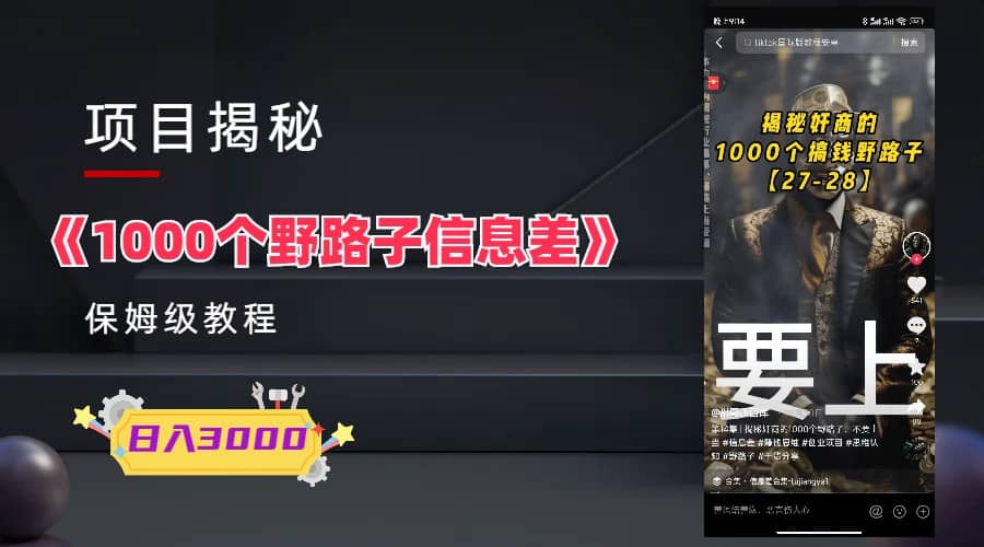 1000个野路子信息差保姆式教程-单日变现3000+的玩法解密-安哥网络创业副业