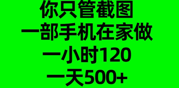 你只管截图，一部手机在家做，一小时120，一天500+-安哥网络创业副业