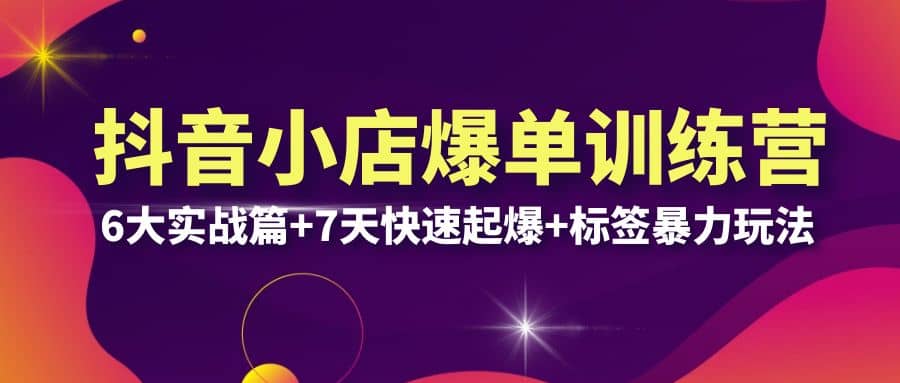 抖音小店爆单训练营VIP线下课：6大实战篇+7天快速起爆+标签暴力玩法(32节)-安哥网络创业副业