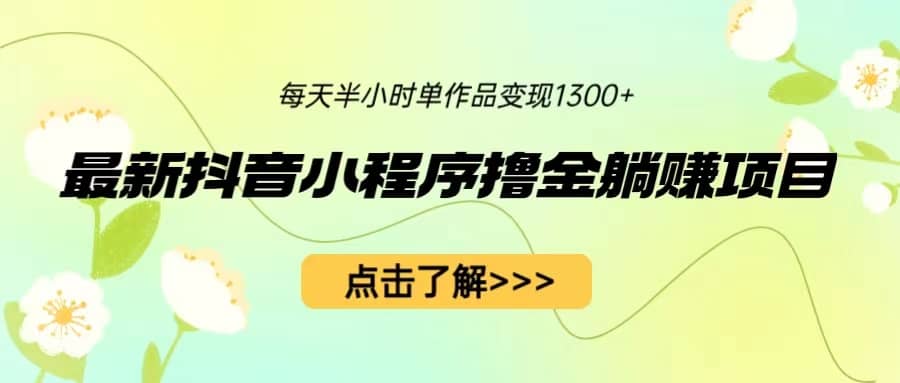 最新抖音小程序撸金躺赚项目，一部手机每天半小时，单个作品变现1300+-安哥网络创业副业