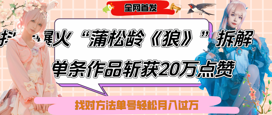 抖音爆火“蒲松龄《狼》”实战拆解，仅6条作品涨粉24W,单条作品收获20万点赞，找对方法轻松起号月入过万-安哥网络创业副业