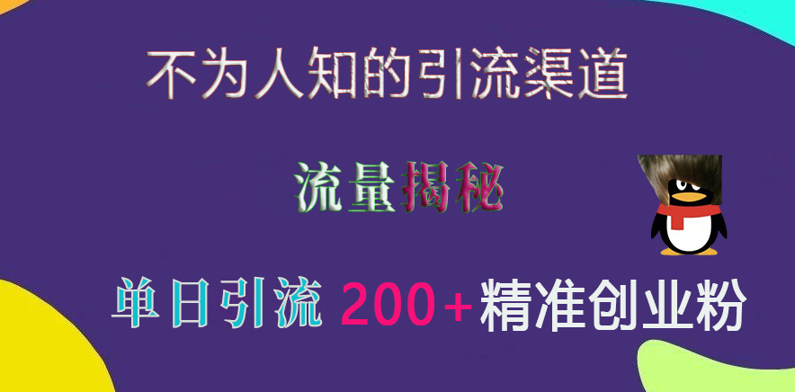 不为人知的引流渠道，流量揭秘，实测单日引流200+精准创业粉-安哥网络创业副业