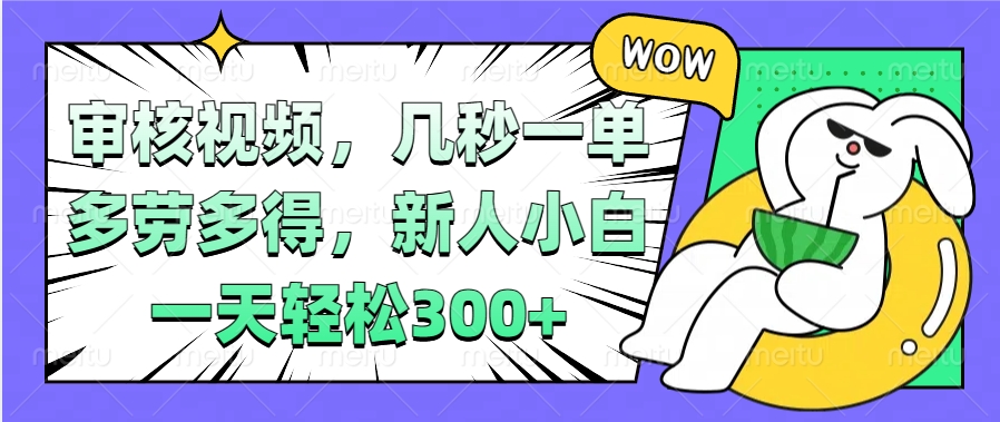 视频审核项目，几秒一单，多劳多得，新人小白一天轻松300+-安哥网络创业副业