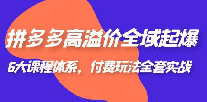 拼多多-高溢价 全域 起爆，6大课程体系，付费玩法全套实战-安哥网络创业副业