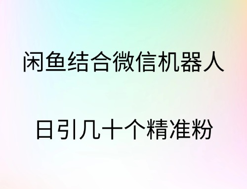 闲鱼结合微信机器人，日引几十个精准粉-安哥网络创业副业