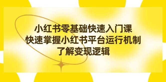 小红书0基础快速入门课，快速掌握小红书平台运行机制，了解变现逻辑-安哥网络创业副业