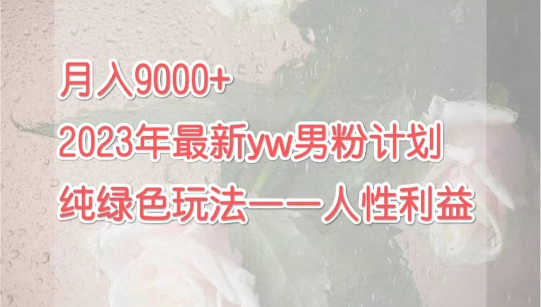 月入9000+2023年9月最新yw男粉计划绿色玩法——人性之利益-安哥网络创业副业