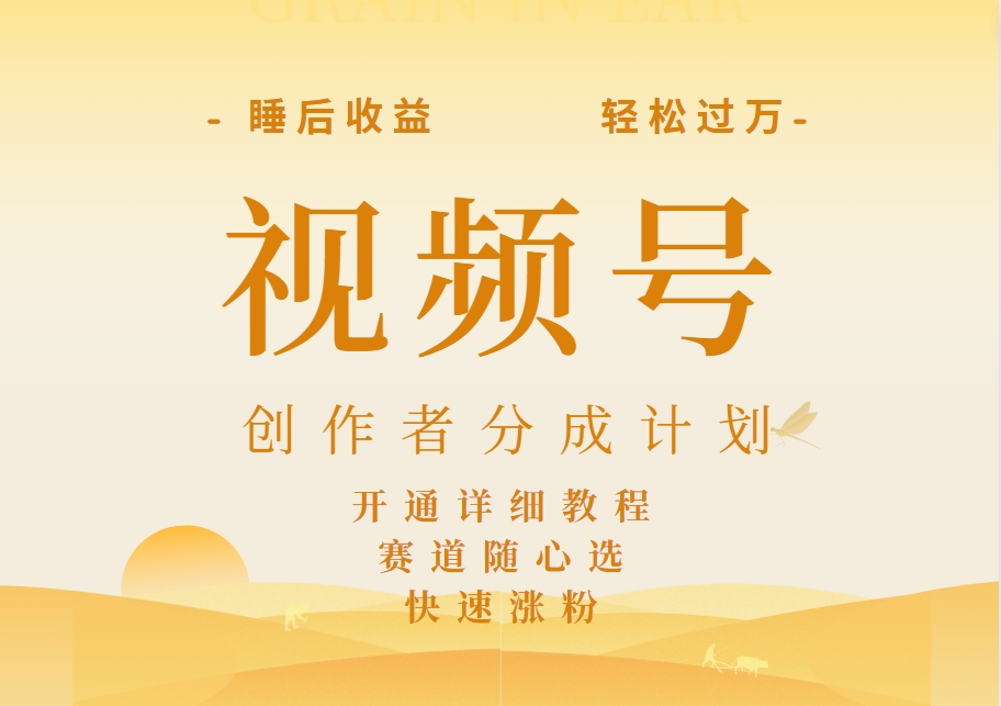 详解视频号创作者分成计划，暴力起号，可同步多平台，实现睡后收入2W+，看懂即可操作！-安哥网络创业副业
