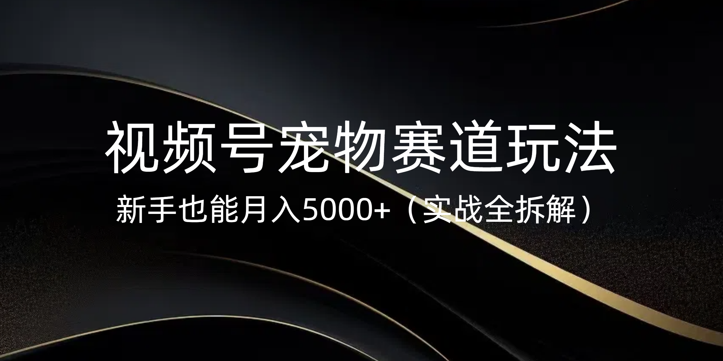 视频号宠物赛道玩法，新手也能月入5000+（实战全拆解）-安哥网络创业副业