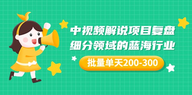某付费文章：中视频解说项目复盘：细分领域的蓝海行业 批量单天200-300收益-安哥网络创业副业