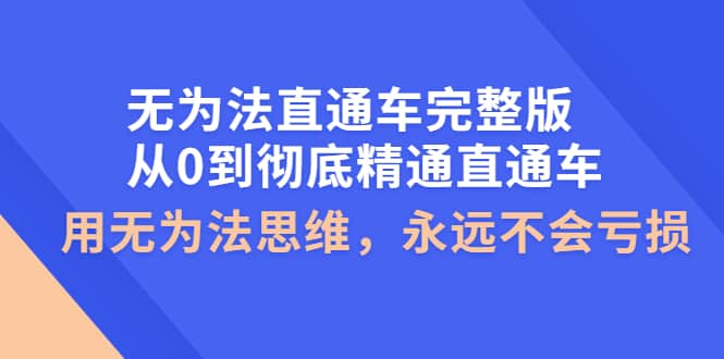 无为法直通车完整版：从0到彻底精通直通车，用无为法思维，永远不会亏损-安哥网络创业副业
