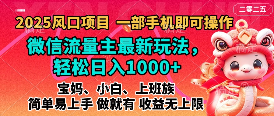 2025蓝海风口项目，微信流量主最新玩法，轻松日入1000+，简单易上手，做就有 收益无上限-安哥网络创业副业
