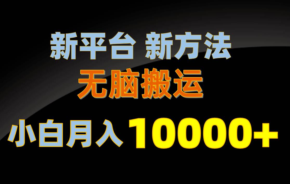 新平台新方法,无脑搬运,月赚10000+,小白轻松上手不动脑-安哥网络创业副业