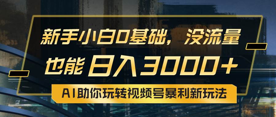 小白0基础，没流量也能日入3000+：AI助你玩转视频号暴利新玩法-安哥网络创业副业