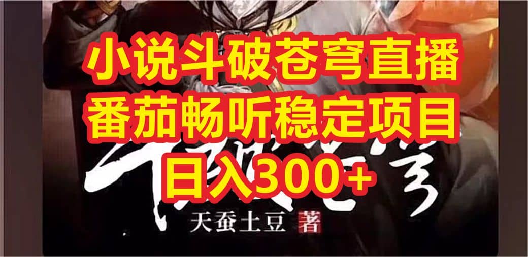 小说斗破苍穹直播，番茄畅听日入300+稳定项目-安哥网络创业副业