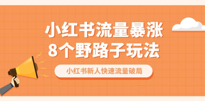小红书流量-暴涨8个野路子玩法：小红书新人快速流量破局（8节课）-安哥网络创业副业