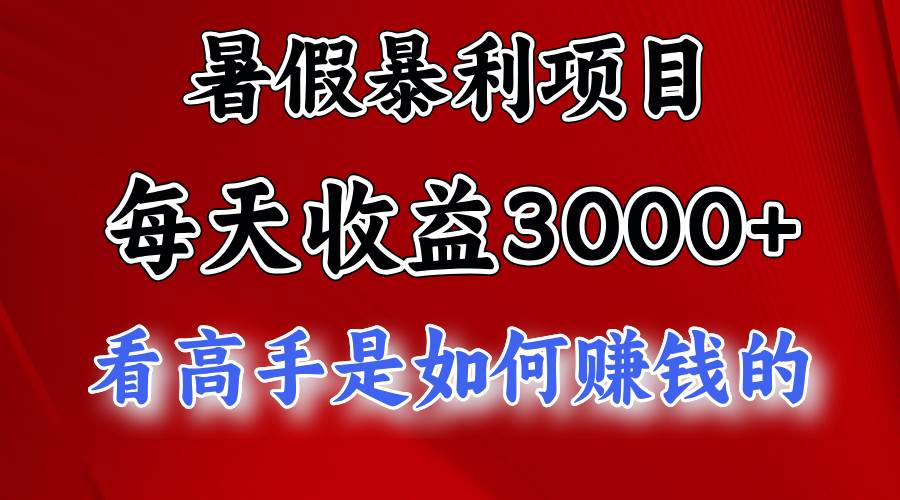 暑假暴利项目，每天收益3000+ 努努力能达到5000+，暑假大流量来了-安哥网络创业副业