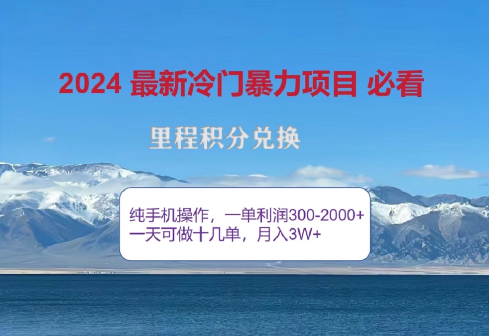2024惊爆冷门暴利！出行高峰来袭，里程积分，高爆发期，一单300+—2000+，月入过万不是梦！-安哥网络创业副业