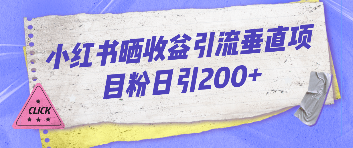 小红书晒收益图引流垂直项目粉日引200+-安哥网络创业副业