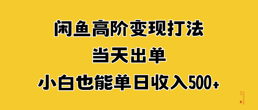 闲鱼高阶变现打法，当天出单，小白也能单日收入500+-安哥网络创业副业