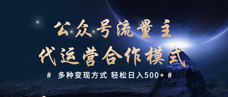 公众号流量主代运营  多种变现方式 轻松日入500+-安哥网络创业副业