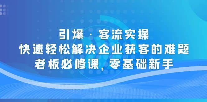 引爆·客流实操：快速轻松解决企业获客的难题，老板必修课，零基础新手-安哥网络创业副业