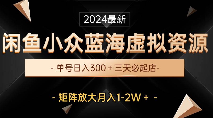 最新闲鱼小众蓝海虚拟资源，单号日入300＋，三天必起店，矩阵放大月入1-2W-安哥网络创业副业