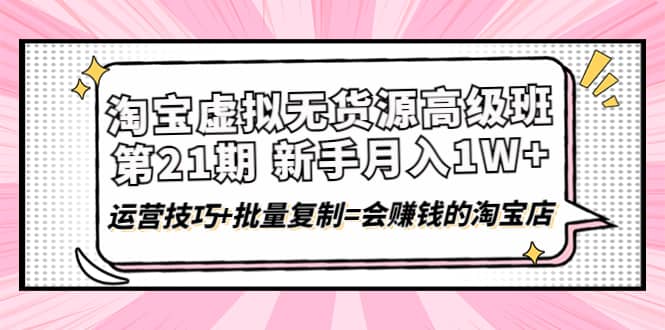 淘宝虚拟无货源高级班【第21期】运营技巧+批量复制=会赚钱的淘宝店-安哥网络创业副业