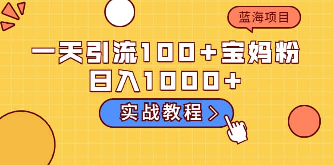 一天引流100+宝妈粉，日入1000+的蓝海项目（实战教程）-安哥网络创业副业