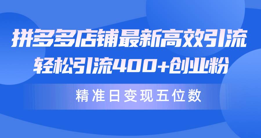 拼多多店铺最新高效引流术，轻松引流400+创业粉，精准日变现五位数！-安哥网络创业副业