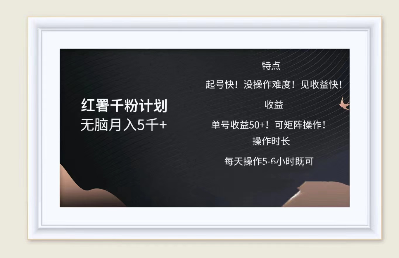 红薯千粉计划无脑月入5千➕！既做既赚！-安哥网络创业副业