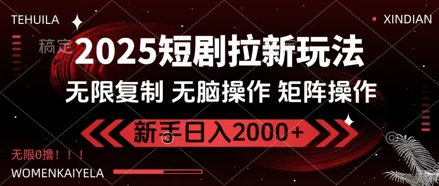 2025短剧拉新玩法,无需注册登录,无限0撸,无脑批量操作日入2000+-安哥网络创业副业