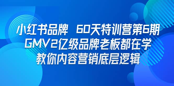 小红书品牌 60天特训营第6期 GMV2亿级品牌老板都在学 教你内容营销底层逻辑-安哥网络创业副业