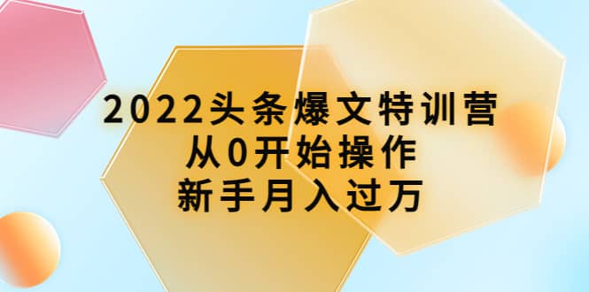 2022头条爆文特训营：从0开始操作，新手月入过万（16节课时）-安哥网络创业副业