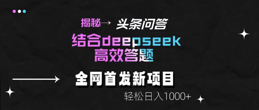 揭秘头条问答新玩法！结合deepseek高效答题，轻松日入1000+-安哥网络创业副业