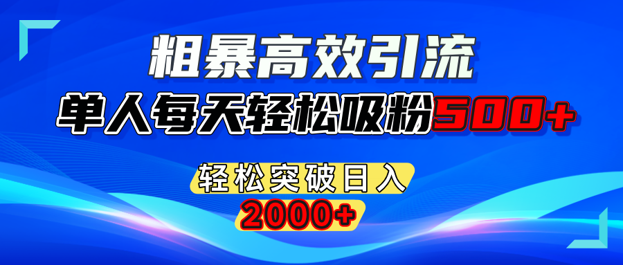 粗暴高效引流,单人每天轻松吸粉500+,轻松突破日入2000+-安哥网络创业副业